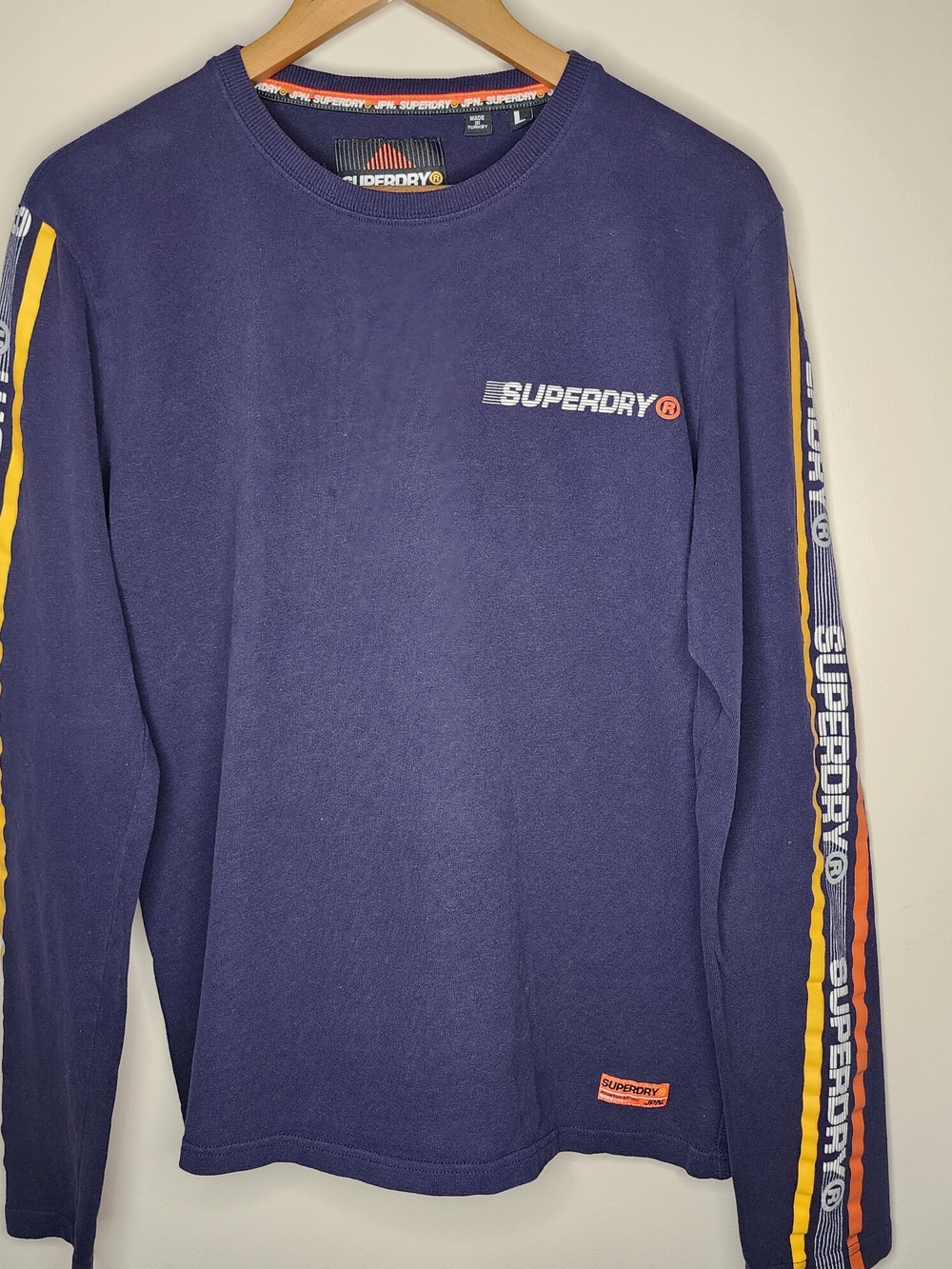 Superdry Blue Ish Purple Sweatshirt with Orange & Yellow Logo Detail